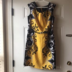ILE New York floral dress Sz 10 yellow/black/white